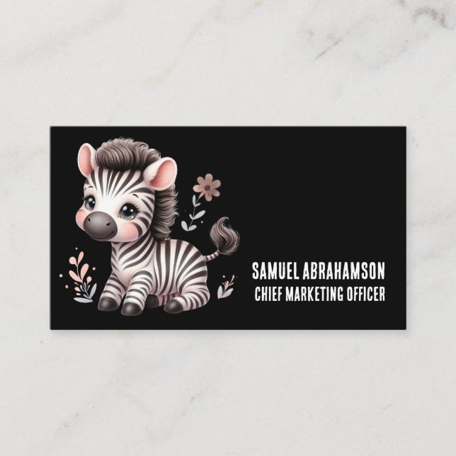 Carte De Visite Rayures de zèbre Kawaii Premier  (Devant)
