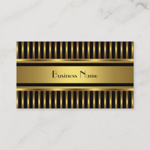 Carte de visite rayures dorées sur fond noir