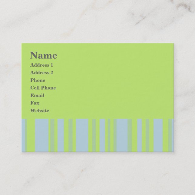 Carte De Visite rayures jaunes gris vert (Devant)