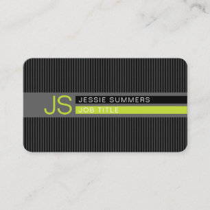 Carte De Visite Rayures Modernes Cool   Gris, Vert Citron et Noir
