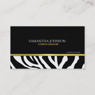 Carte De Visite Rayures modernes de zèbre de noir et d'or avec la