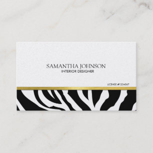 Carte De Visite Rayures modernes et élégantes de zèbre de noir 