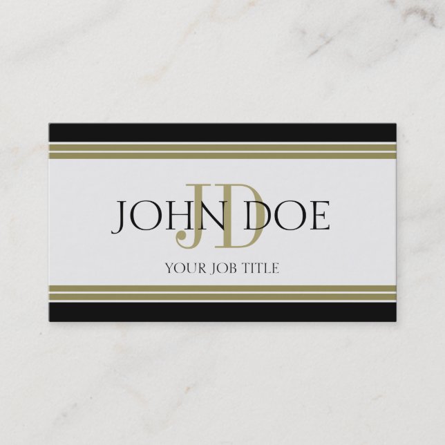 Carte De Visite Rayures noires d'or de YourJobTitle (Devant)