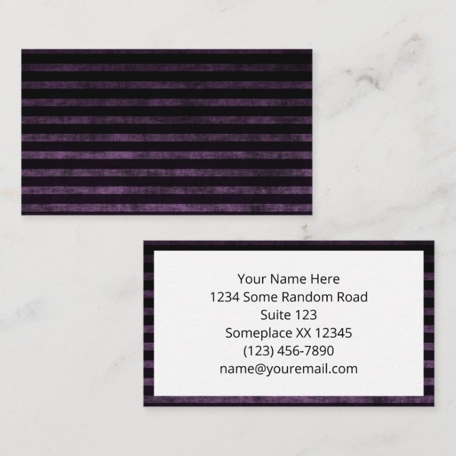 Carte De Visite Rayures ombrées grunge noir et violet (Devant / Derrière)