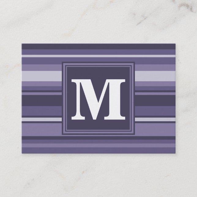 Carte De Visite Rayures violettes de cuir monogramme (Devant)