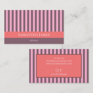 Carte De Visite Rayures violettes rose orange coloré