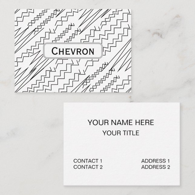 Carte De Visite Rayures Zigzag Chevron Noir et Blanc (Devant / Derrière)