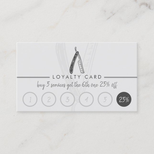 Carte De Visite Razor Barber Coiffure Coiffeur Frappe Loyauté (Devant)