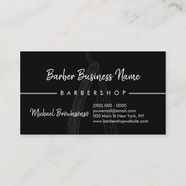 Carte De Visite Razor Barber shop pour Hommes Coiffure Coiffure (Dos)