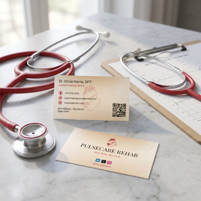 Carte De Visite Réadaptation cardio-pulmonaire | Rouge clair (Créateur téléchargé)