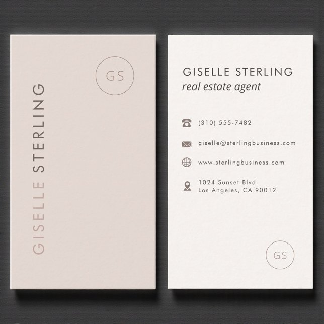 Carte De Visite Real Estate Agent Blush Pink Minimalist Modern (Créateur téléchargé)