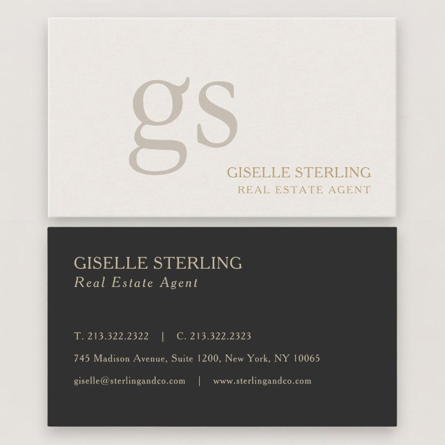 Carte De Visite Real Estate Agent Monogram Professional (Créateur téléchargé)