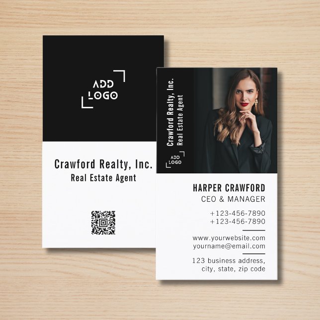 Carte De Visite Real Estate Agent Photo Logo Simple Modern Realtor (Créateur téléchargé)