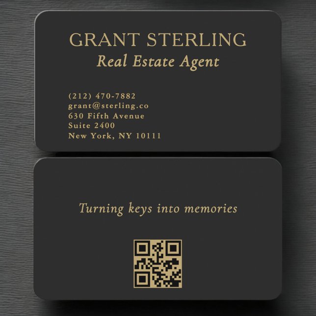 Carte De Visite Real Estate Agent QR Code Professional (Créateur téléchargé)