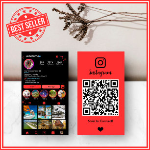 Carte De Visite Real Estate Agent Realtor Instagram Red QR Code