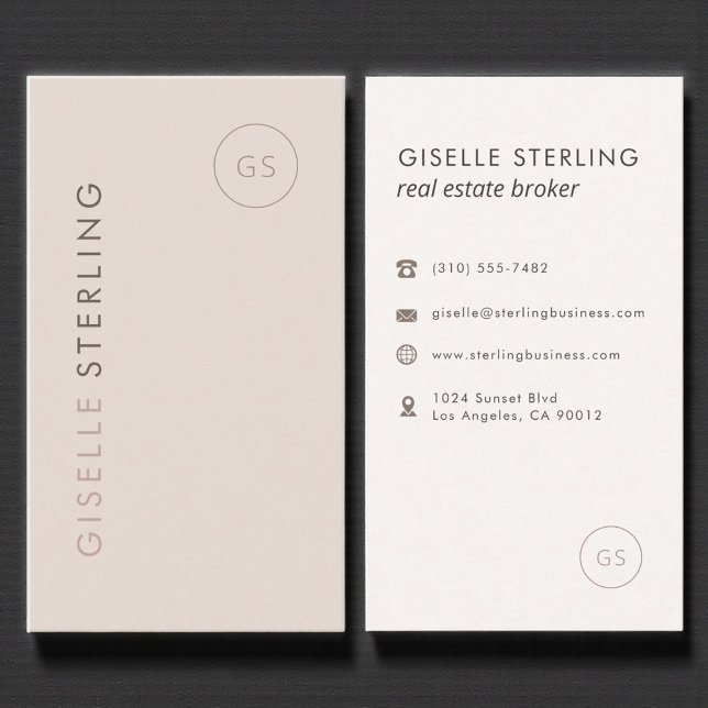 Carte De Visite Real Estate Broker Blush Pink Minimalist Modern (Créateur téléchargé)