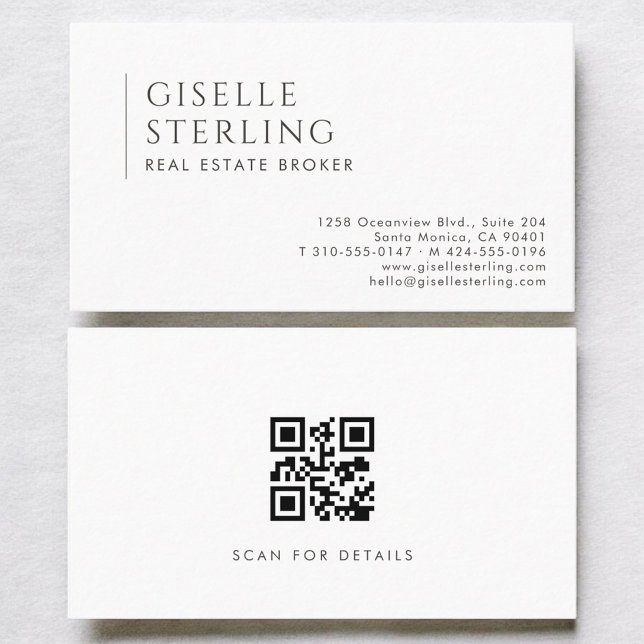 Carte De Visite Real Estate Broker Modern Professional QR Code (Créateur téléchargé)