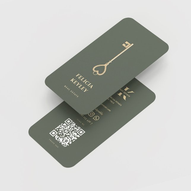 Carte De Visite Réalisateur Immobilier Monogramme Moderne Sage Ver (Realtor Real Estate Monogram Modern Sage Green Business Card
)