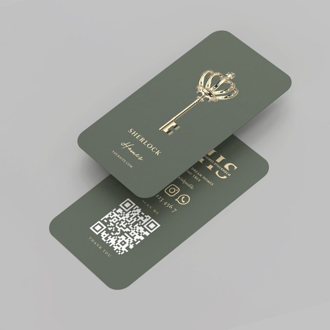 Carte De Visite Réalisateur moderne Immobilier Monogramme Sage Ver (Modern Realtor Real Estate Monogram Sage Green Business Card
)