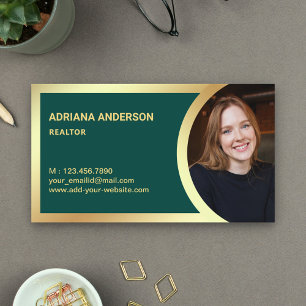 Carte De Visite Réaliseur photo immobilier Dark Green Gold Foil