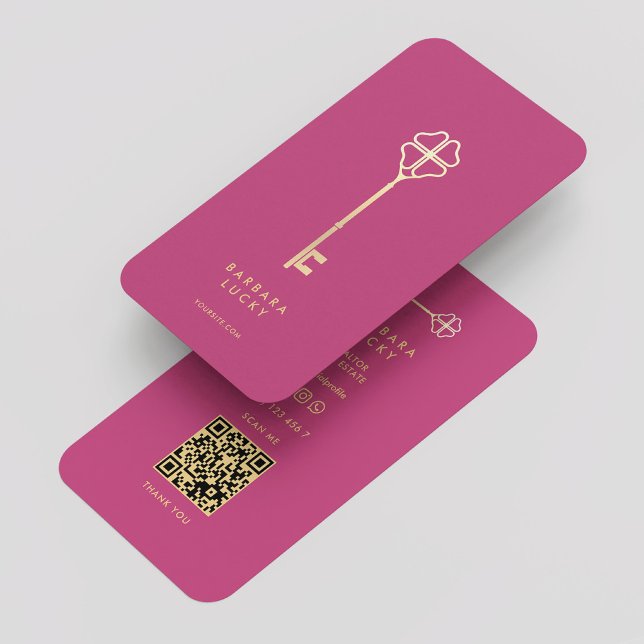 Carte De Visite Realtor Classic Elegant Pink Gold Key (Realtor Classic Elegant Pink Gold Key Business Card
)