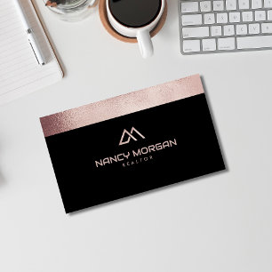 Carte De Visite Realtor House Logo Rose Parties scintillant or