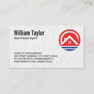 Carte De Visite Realtor House Logo Rouge Blue Design