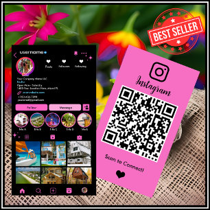 Carte De Visite Realtor Instagram Agent Immobilier Broker Pink QR