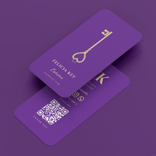 Carte De Visite Realtor Key Immobilier Mortgage Royal Purple