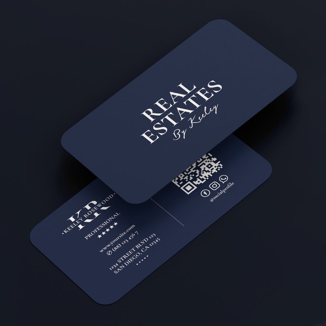 Carte De Visite Realtor Minimal courtier en hypothèques Dark Navy  (Realtor Minimal Mortgage Broker Dark Navy Blue Business Card
)