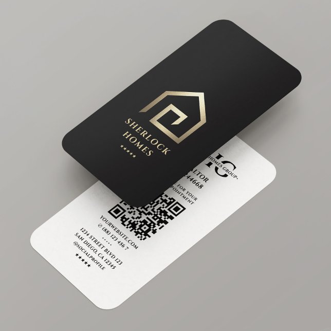 Carte De Visite Realtor moderne Elegant Gold Real Estate House Log (Modern Realtor Elegant Gold Real Estate House Logo Business Card
)