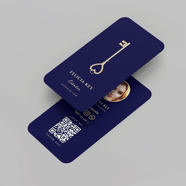 Carte De Visite Realtor moderne Midnight Blue Photo (Modern Realtor Midnight Blue Photo Business Card
)