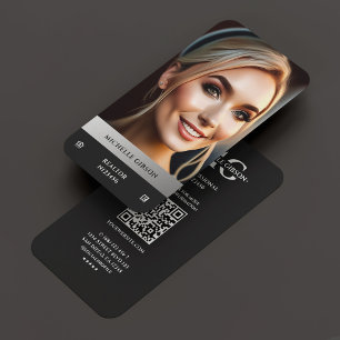 Carte De Visite Realtor Photo EHO Logo Black Silver Modern