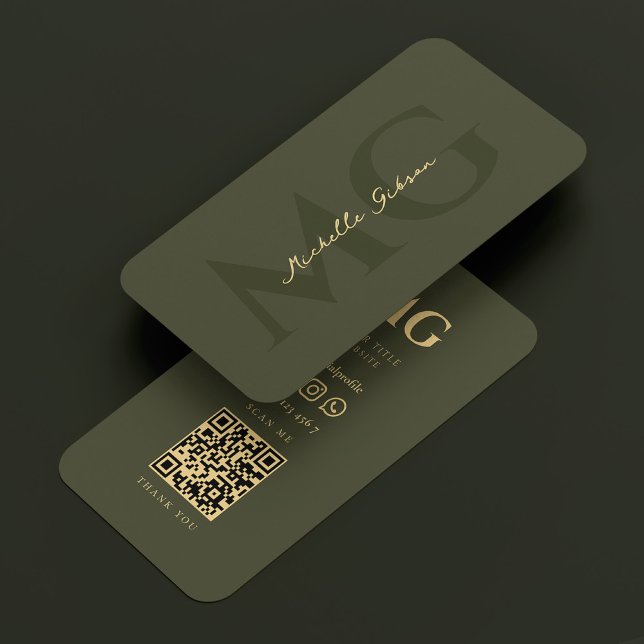 Carte De Visite Realtor Procureur Notaire Armée Vert moderne QR (Realtor Attorney Notary Army Green Modern QR Business Card
)