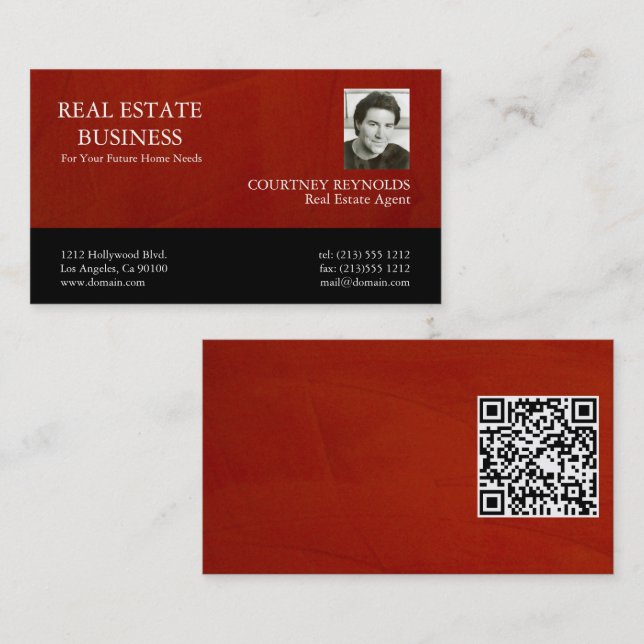 Carte de visite Realtor QR Code Enduit Marsala (Devant / Derrière)