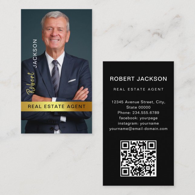 Carte De Visite Realtor Real Estate Agent Professional QR Code (Devant / Derrière)