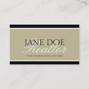 Carte De Visite Realtor Résidentiel Tan/White Script/Black Border