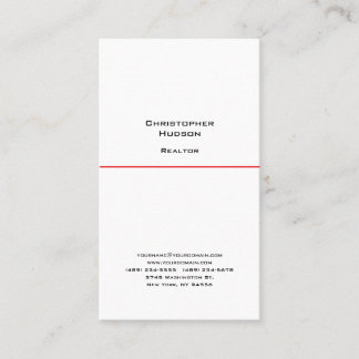 Carte De Visite Realtor simple noir rouge blanc professionnel