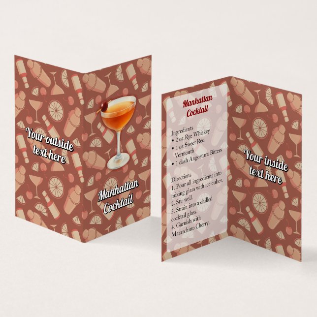 Carte De Visite Recette de cocktail Manhattan (Intérieur et extérieur)