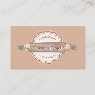 Carte De Visite Recettes maison Boulangerie Rolling Pin Floral