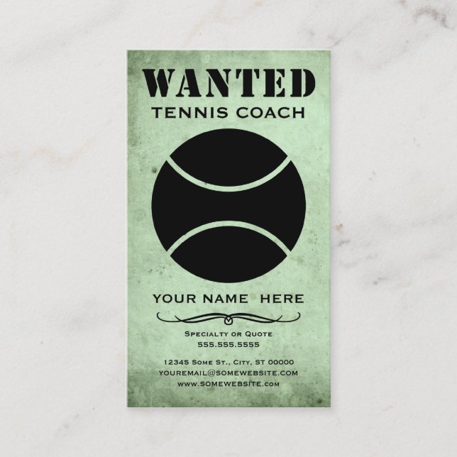 Carte De Visite recherché : coach de tennis (Devant)