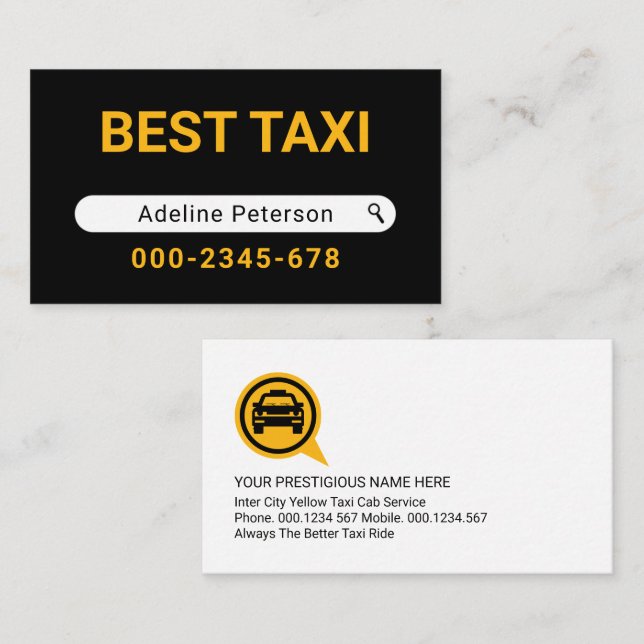 Carte De Visite Recherche Créative Votre Nom Taxi (Devant / Derrière)