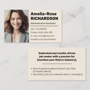 Carte De Visite Recherche d'emploi classique Crème simple minimale