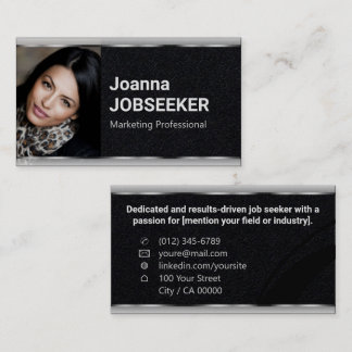 Carte De Visite Recherche d'emploi classique minimal élégant Noir 
