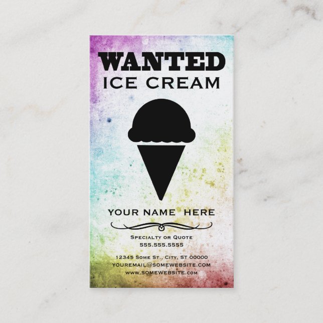 Carte De Visite recherché : glace (Devant)
