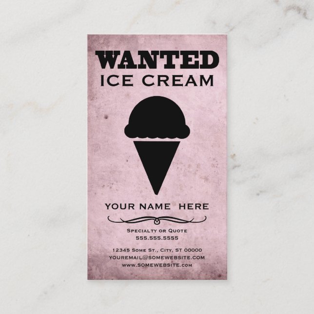 Carte De Visite recherché : glace (Devant)