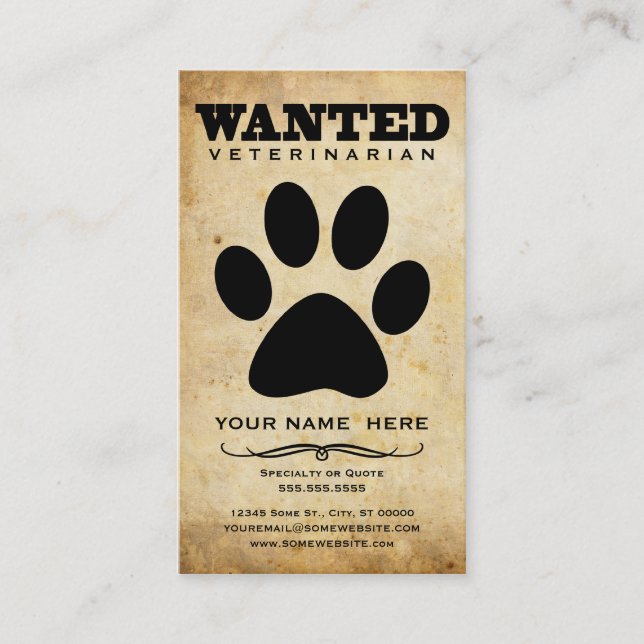 Carte De Visite recherché : vétérinaire (Devant)