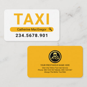 Carte De Visite Recherchez Votre Nom Taxi Jaune