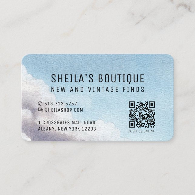 Carte de visite récompensant avec code QR Ciel Ble (Devant)