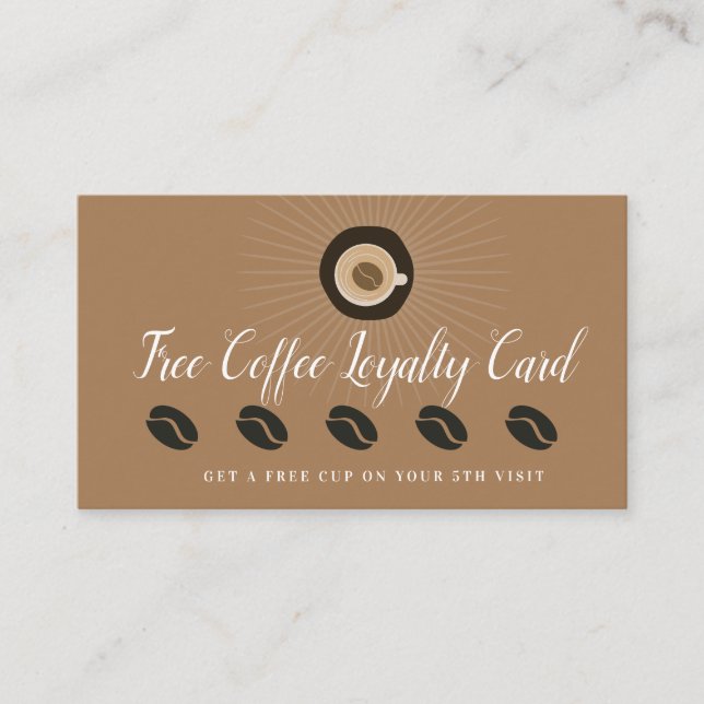 Carte De Visite Récompense de café gratuite Loyauté  (Devant)